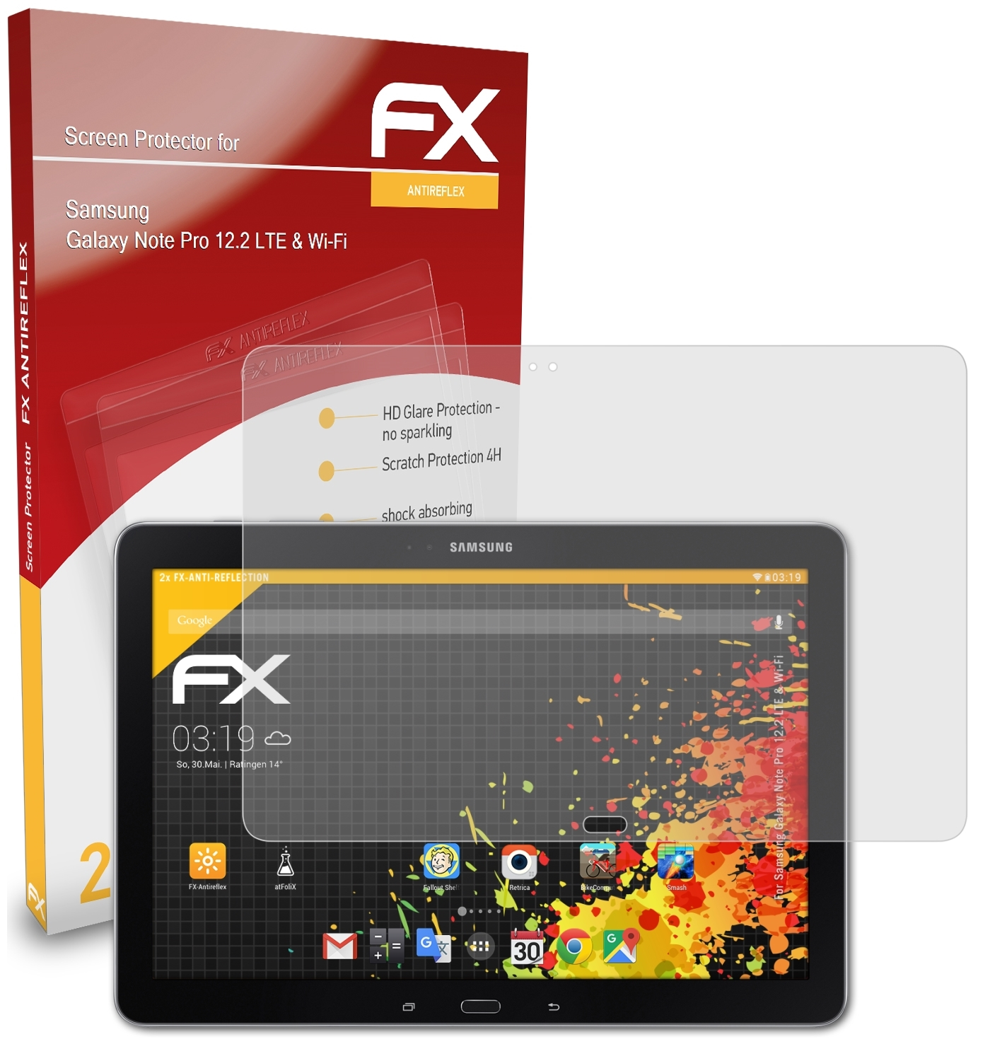 Samsung FX-Antireflex Galaxy (LTE ATFOLIX Pro 2x Wi-Fi)) Note Displayschutz(für 12.2 &