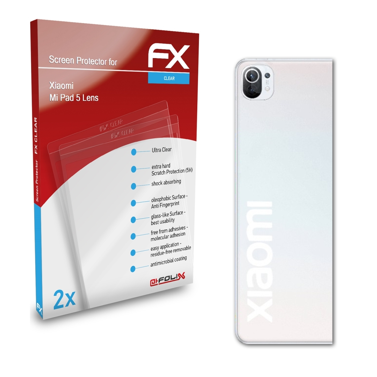 ATFOLIX 2x FX-Clear 5 Lens) Mi Displayschutz(für Xiaomi Pad