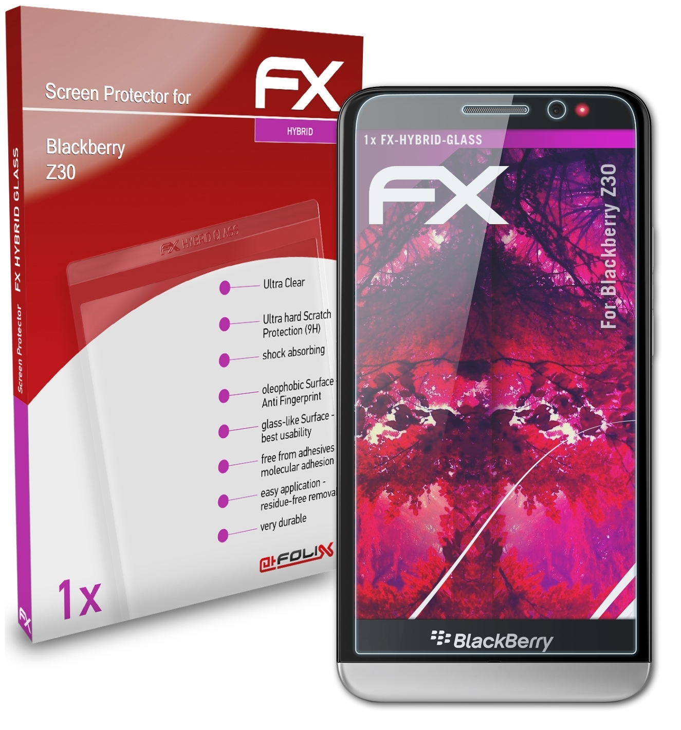 ATFOLIX FX-Hybrid-Glass Schutzglas(für Z30) Blackberry