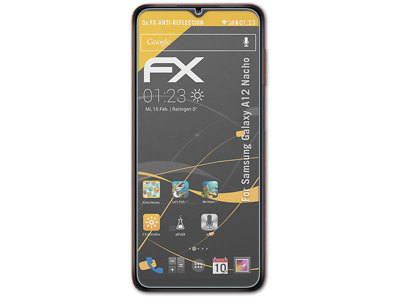 Samsung Nacho) 3x ATFOLIX Galaxy A12 FX-Antireflex Displayschutz(für