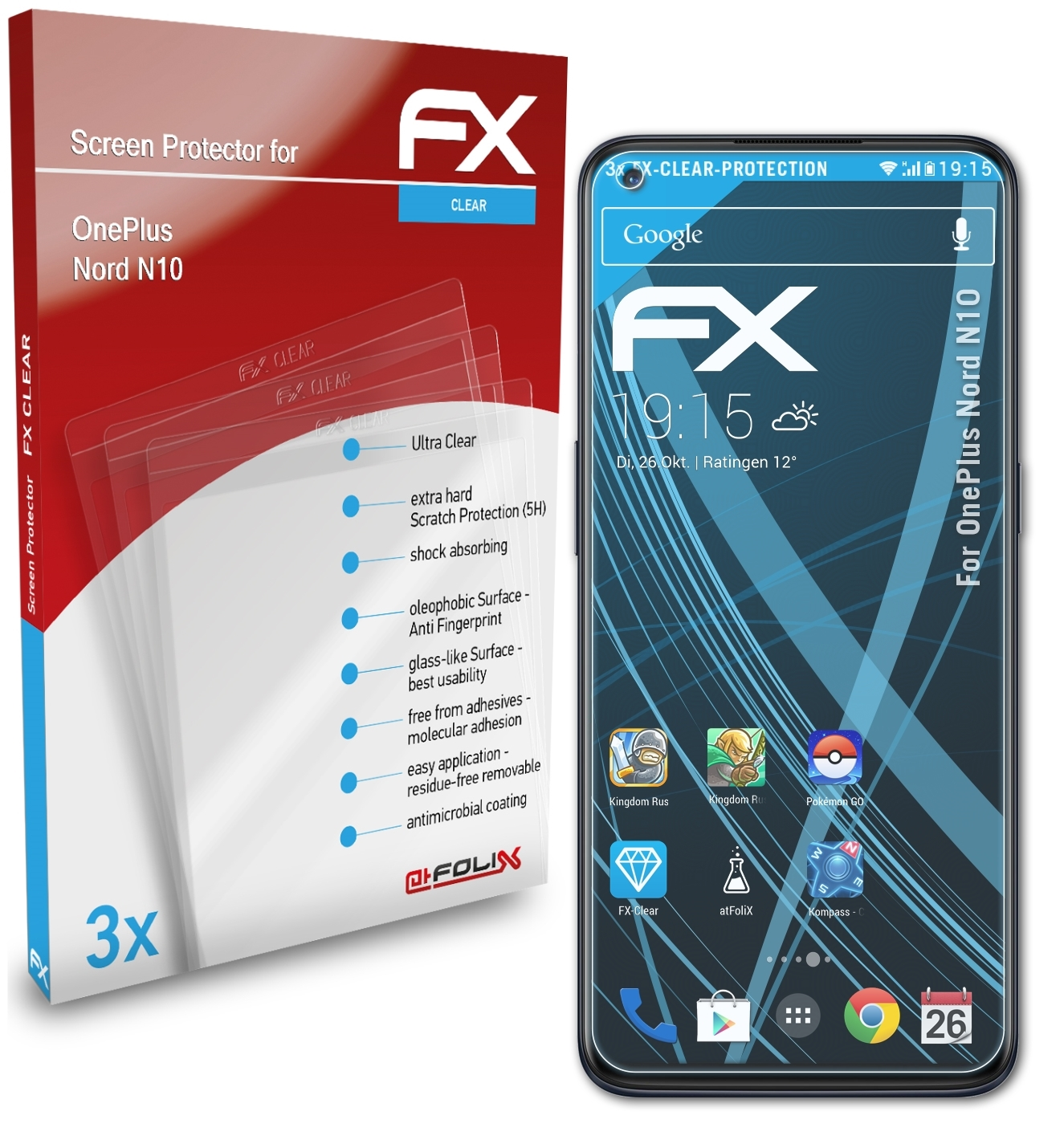 Nord OnePlus N10) 3x ATFOLIX FX-Clear Displayschutz(für
