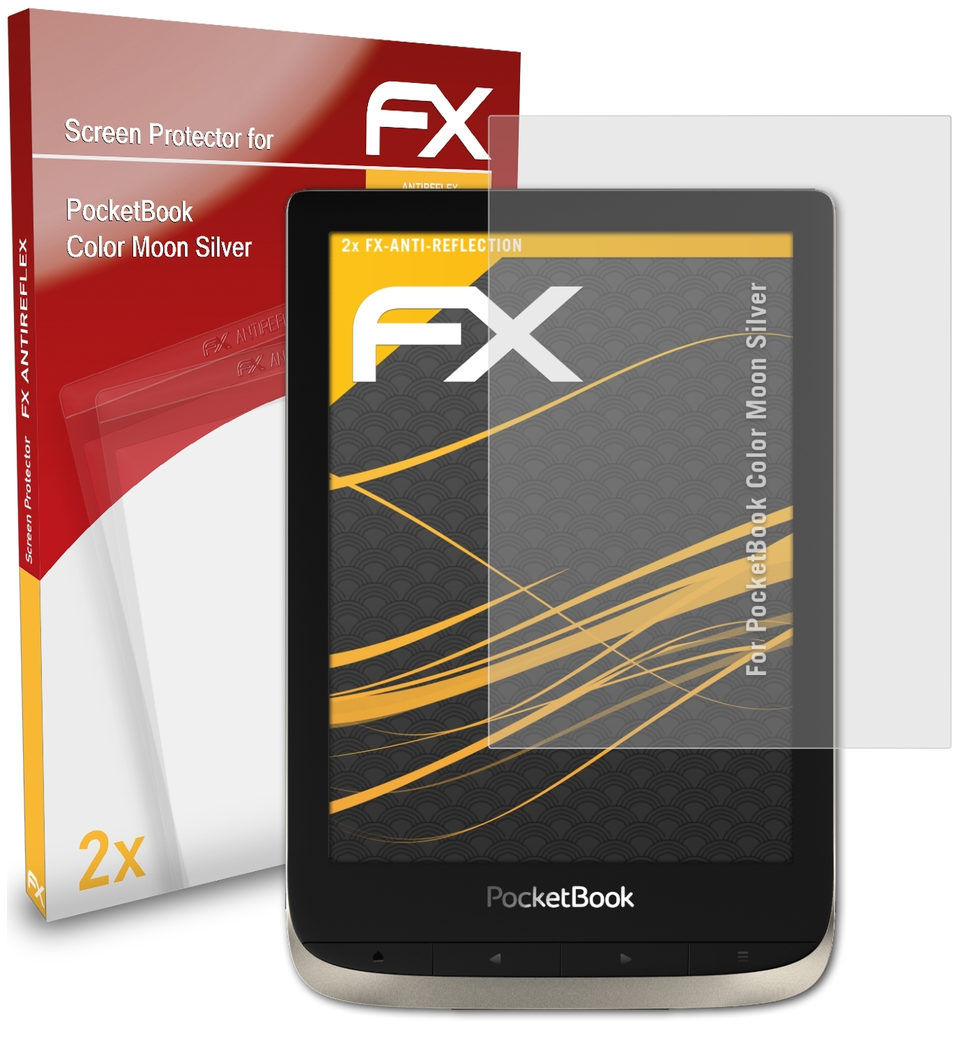 ATFOLIX 2x Silver) Color Displayschutz(für FX-Antireflex Moon PocketBook