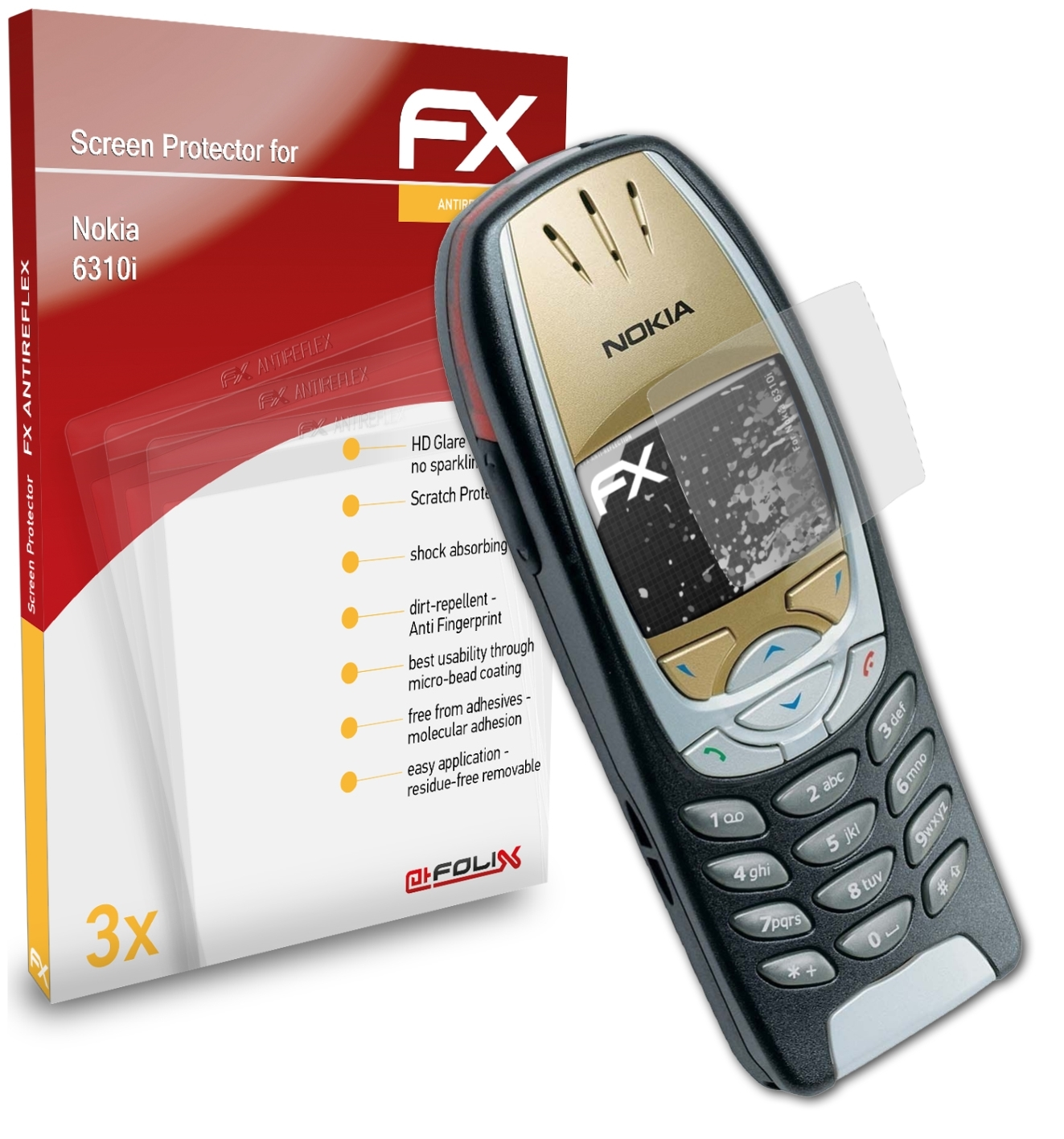 Displayschutz(für 6310i) FX-Antireflex Nokia 3x ATFOLIX