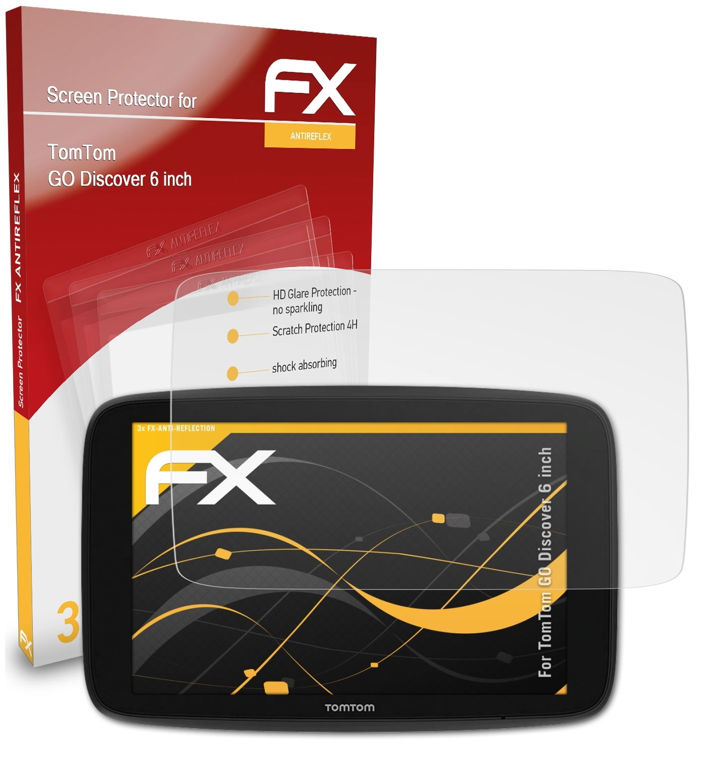 ATFOLIX 3x FX-Antireflex Displayschutz(für inch) TomTom Discover GO 6