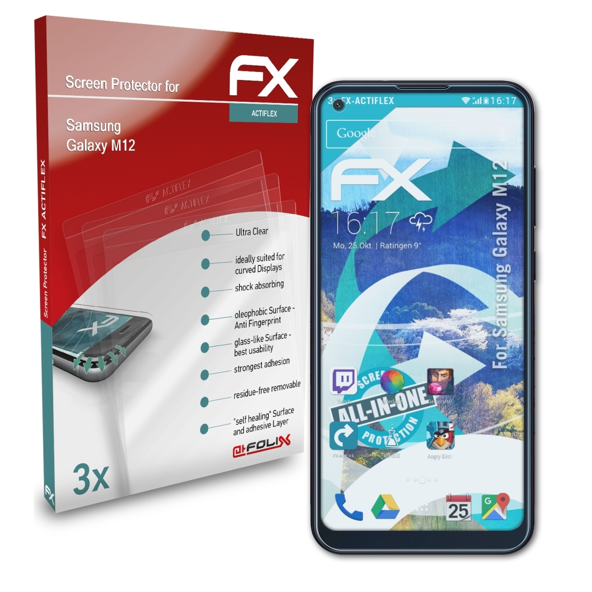 ATFOLIX 3x M12) Galaxy Displayschutz(für FX-ActiFleX Samsung