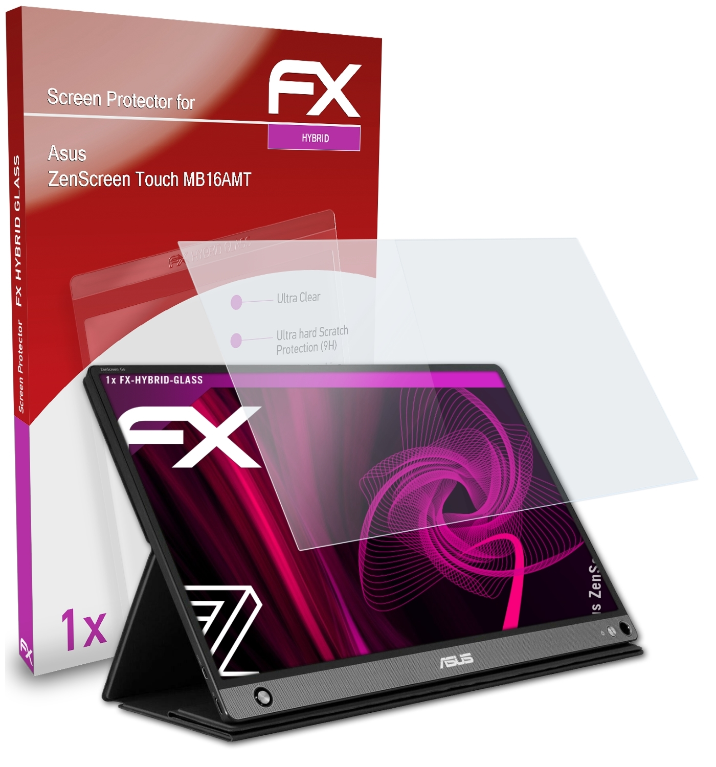 ATFOLIX FX-Hybrid-Glass Touch MB16AMT) ZenScreen Asus Schutzglas(für