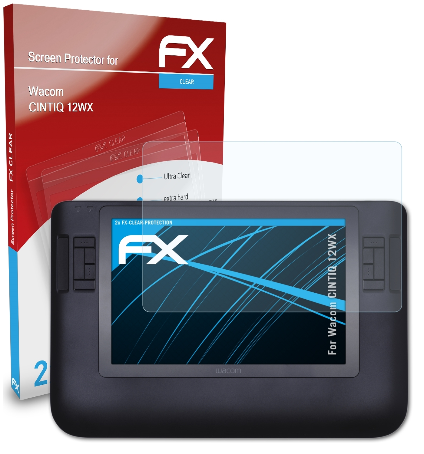 ATFOLIX 2x FX-Clear Displayschutz(für Wacom 12WX) CINTIQ