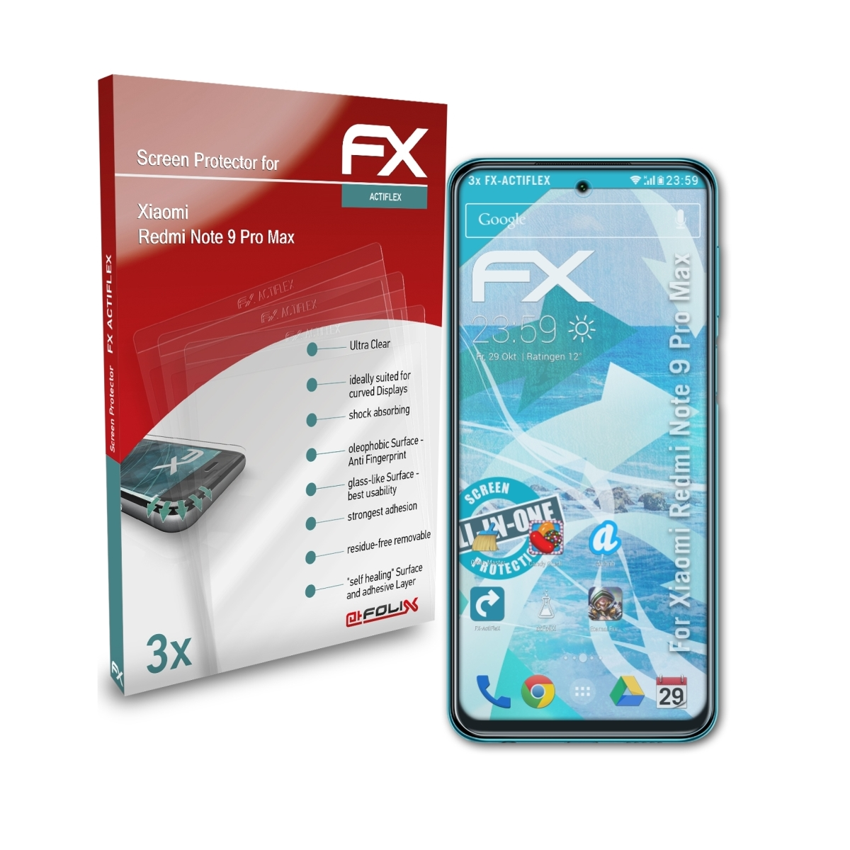 Max) FX-ActiFleX 3x 9 Redmi Pro Xiaomi Displayschutz(für ATFOLIX Note