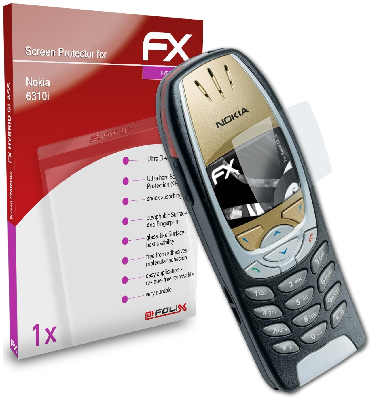6310i) ATFOLIX FX-Hybrid-Glass Schutzglas(für Nokia