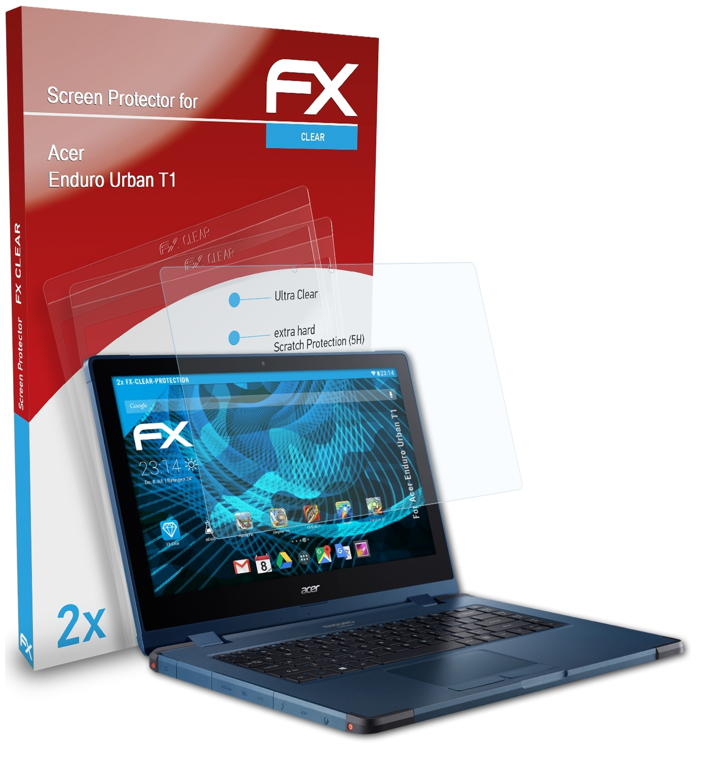 Enduro Acer T1) 2x FX-Clear Displayschutz(für ATFOLIX Urban