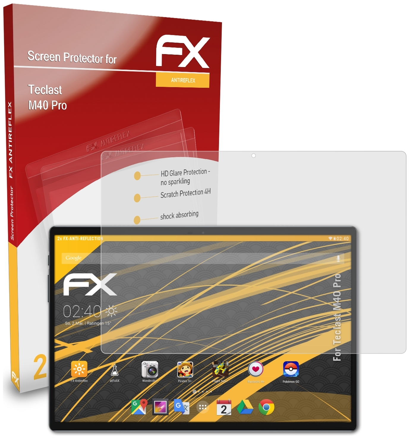 ATFOLIX 2x FX-Antireflex Displayschutz(für Pro) Teclast M40