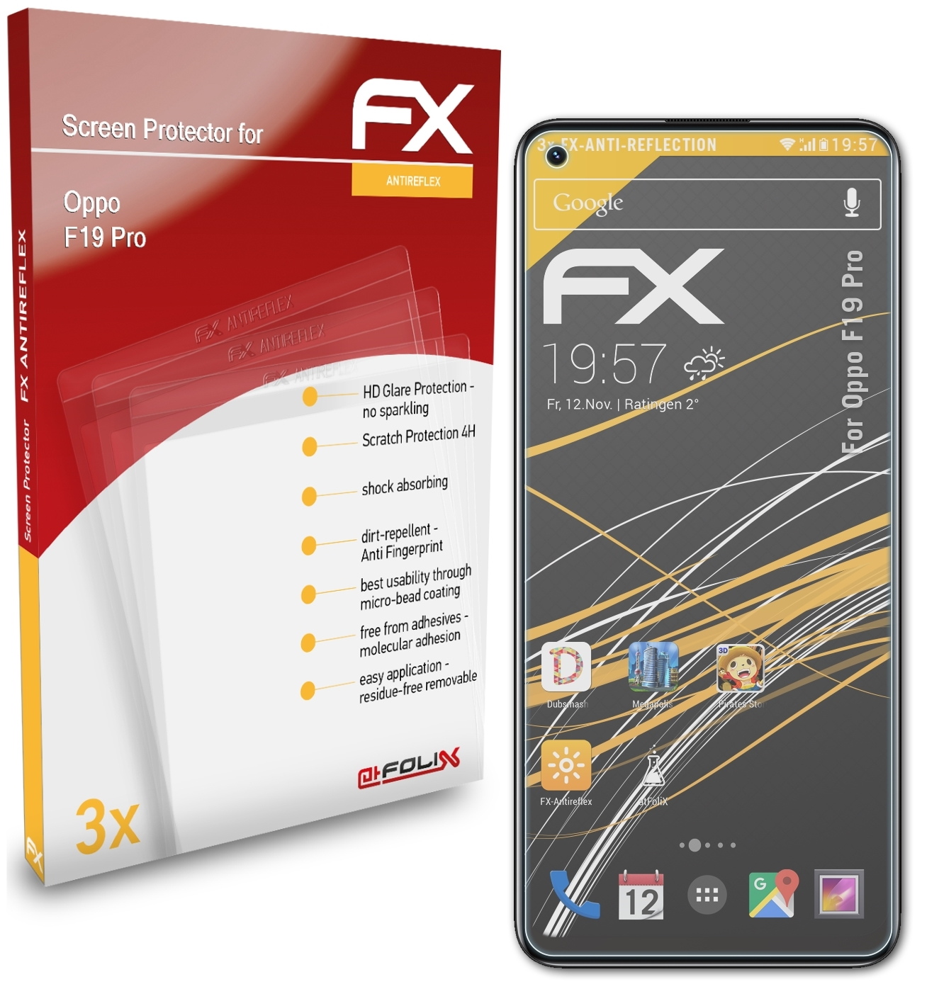 F19 3x Pro) Displayschutz(für FX-Antireflex ATFOLIX Oppo