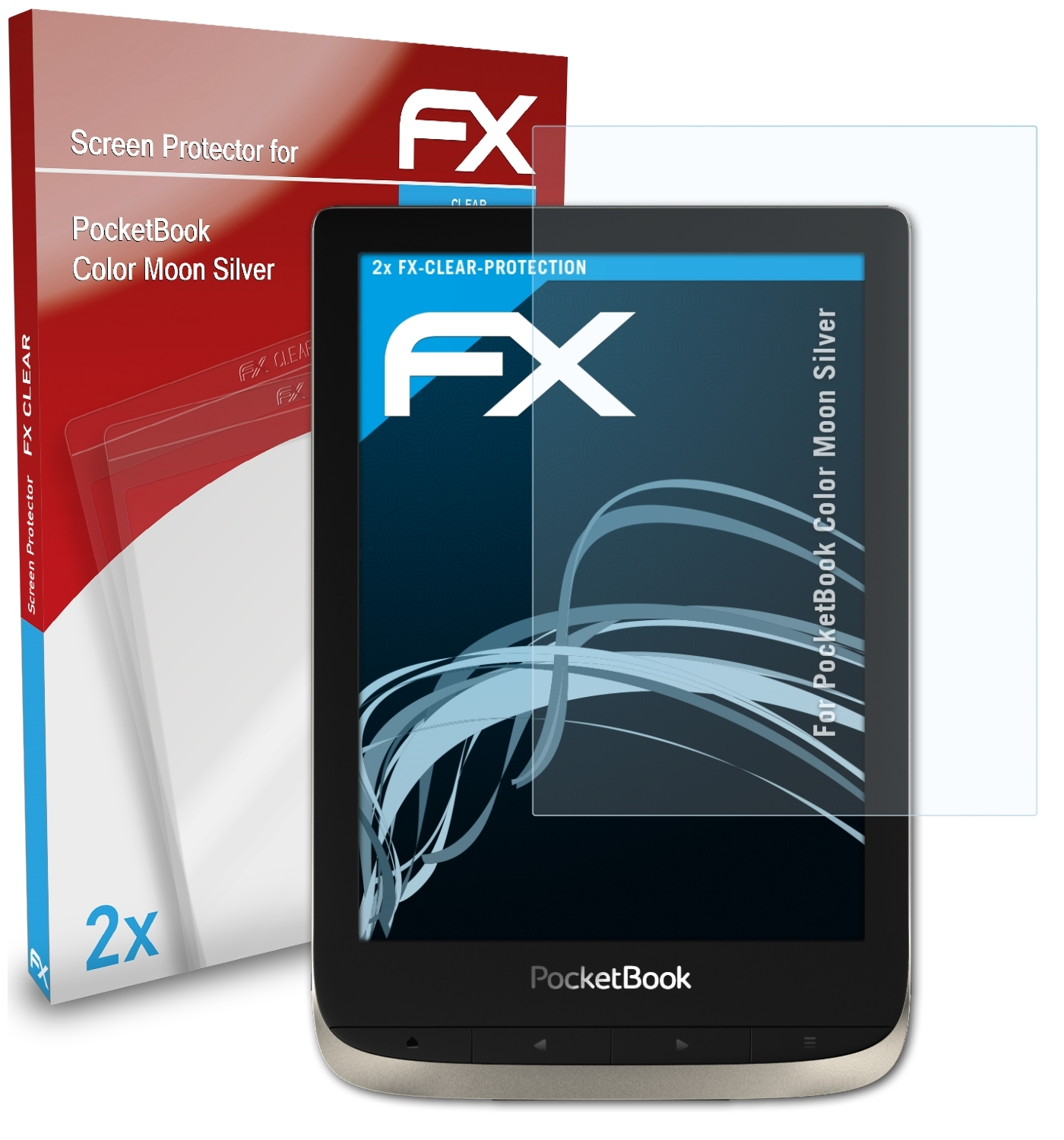 ATFOLIX 2x FX-Clear Displayschutz(für Moon Silver) Color PocketBook