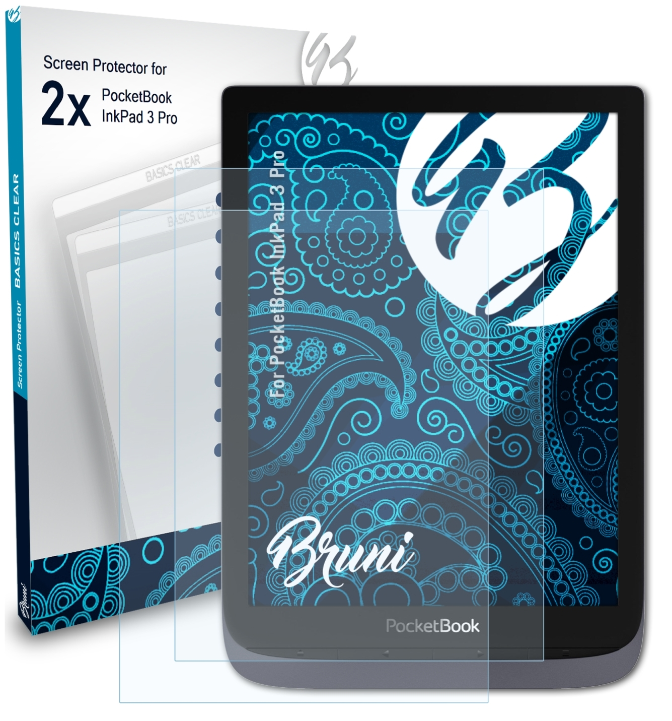 BRUNI 2x Schutzfolie(für Pro) Basics-Clear InkPad 3 PocketBook