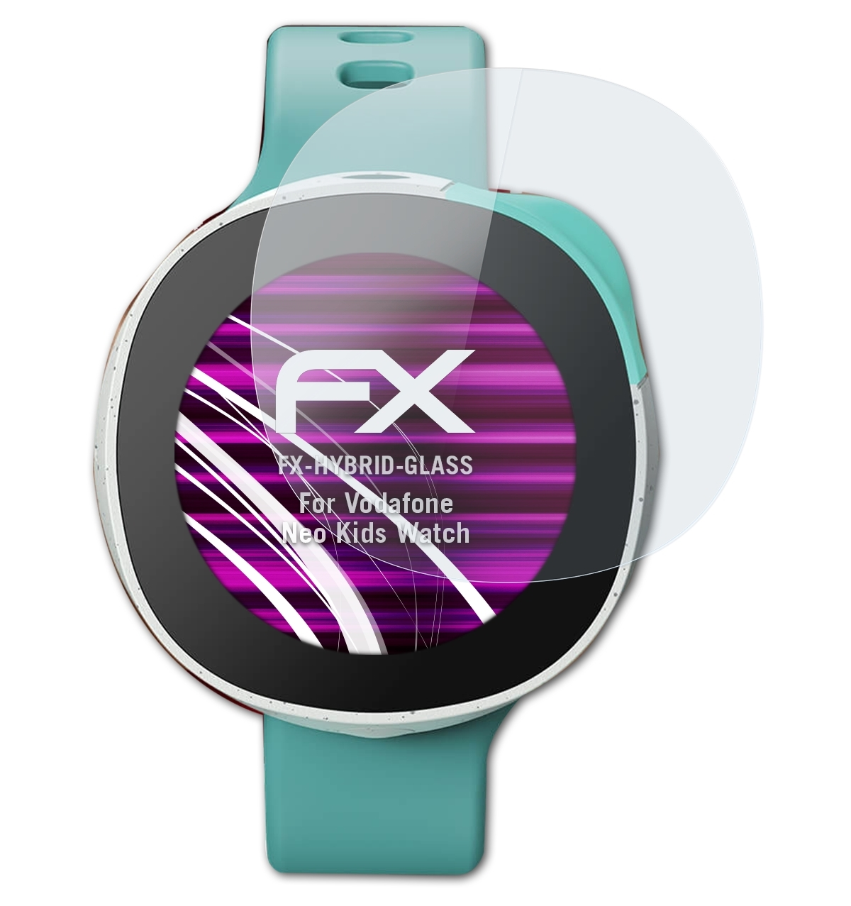 Schutzglas(für Neo FX-Hybrid-Glass ATFOLIX Vodafone Watch) Kids