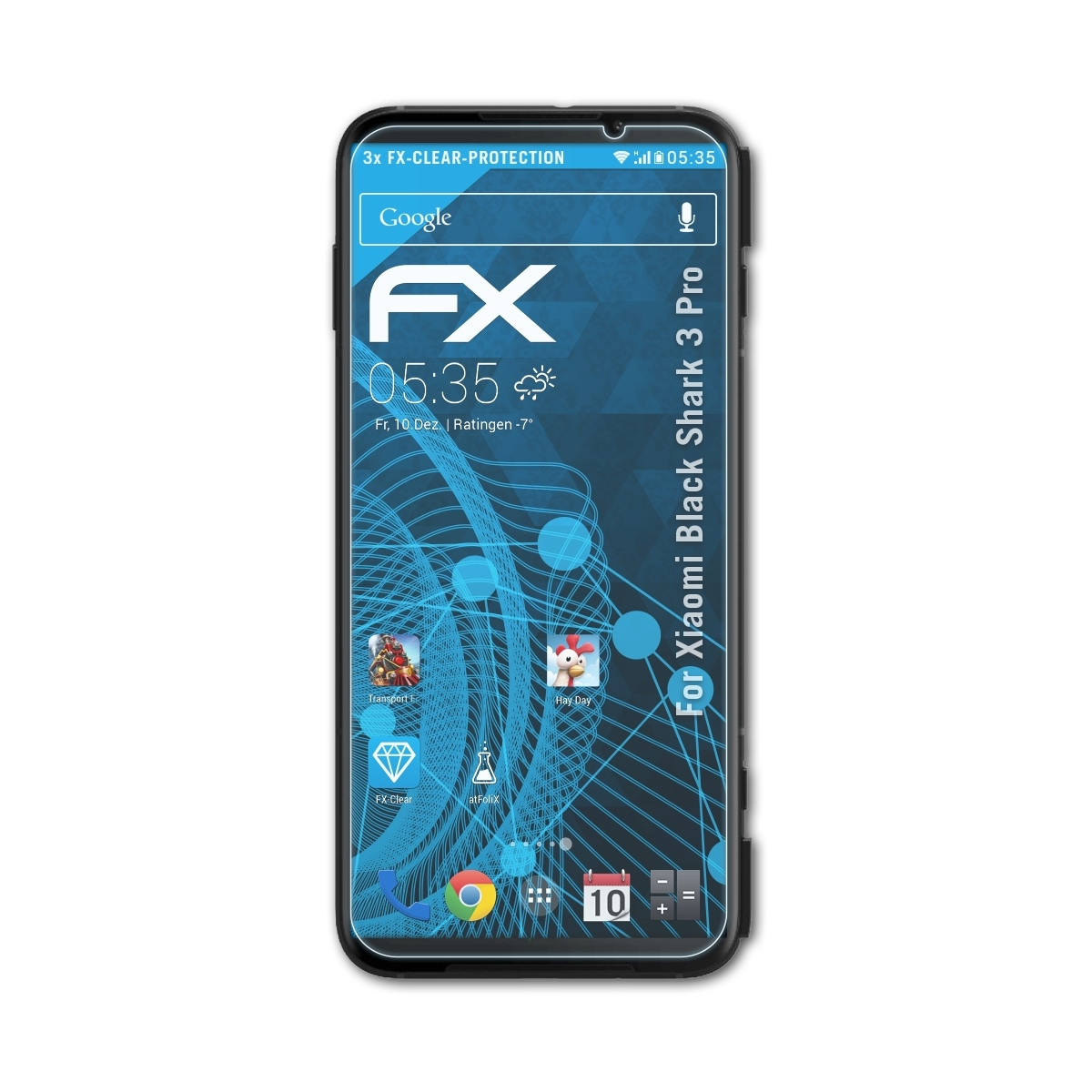 Displayschutz(für Pro) Shark ATFOLIX Black Xiaomi FX-Clear 3x 3