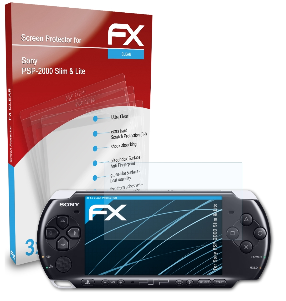 3x FX-Clear Sony & Displayschutz(für Lite) ATFOLIX Slim PSP-2000