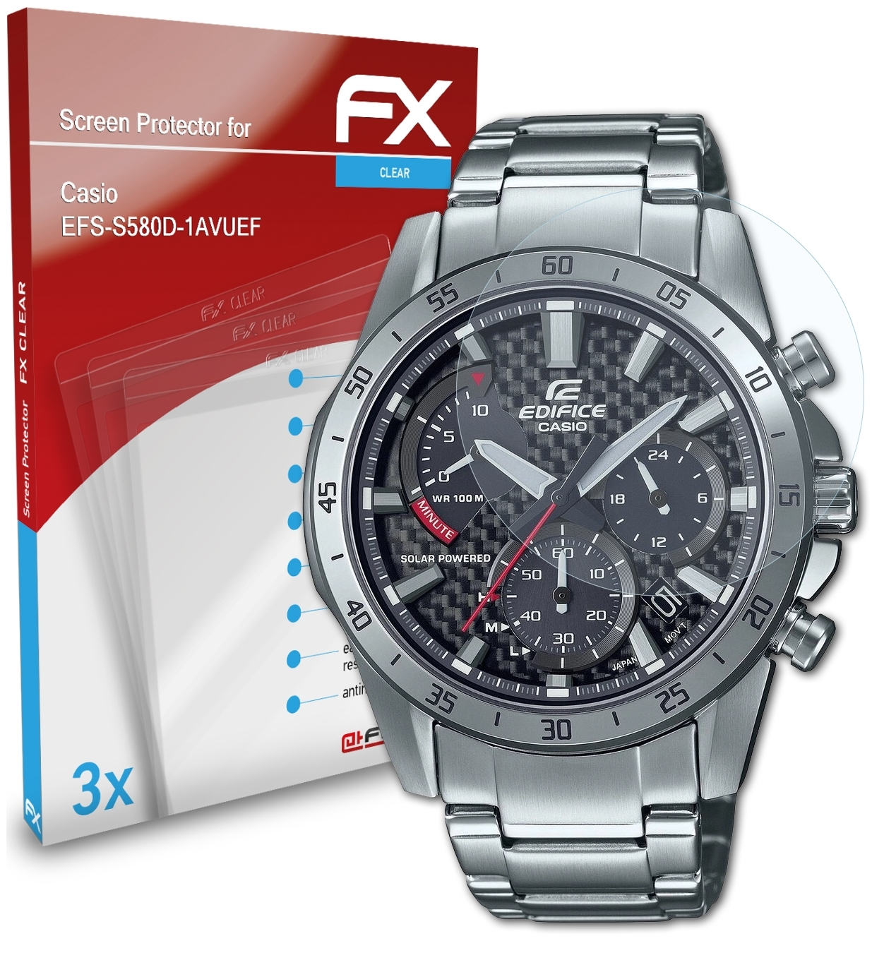 ATFOLIX 3x FX-Clear Displayschutz(für Casio EFS-S580D-1AVUEF)