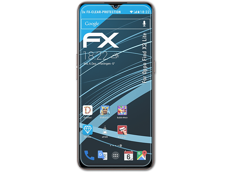 Lite) Displayschutz(für X2 Oppo FX-Clear Find ATFOLIX 3x