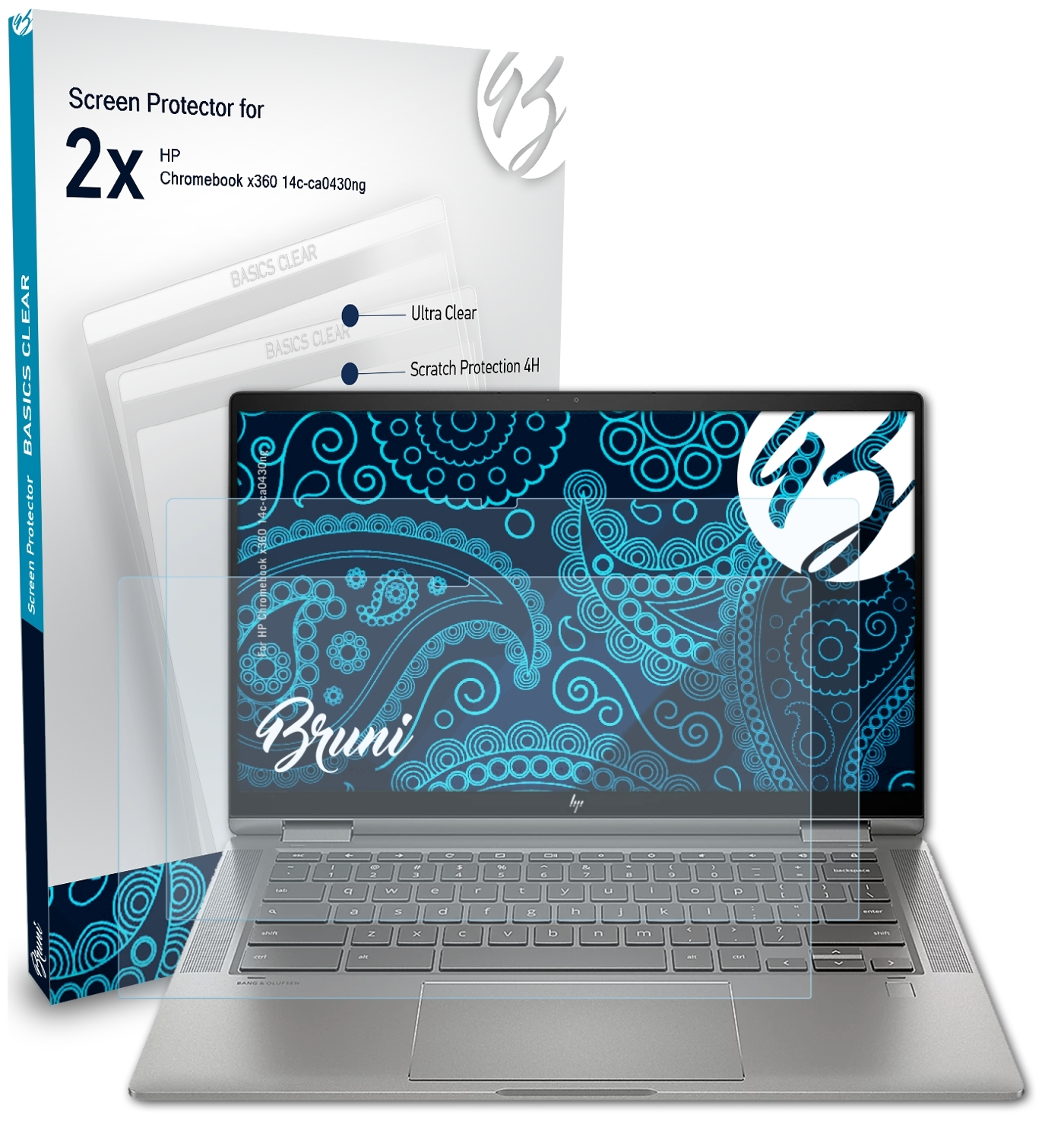 BRUNI 2x Basics-Clear Schutzfolie(für HP x360 Chromebook (14c-ca0430ng))