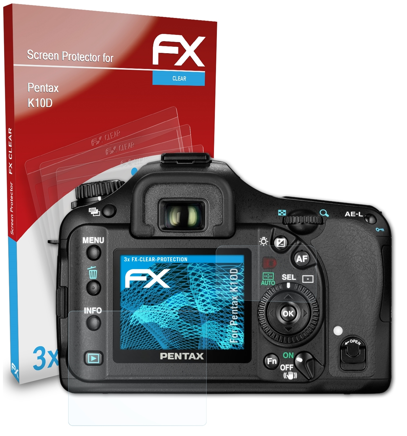 Pentax 3x FX-Clear K10D) Displayschutz(für ATFOLIX