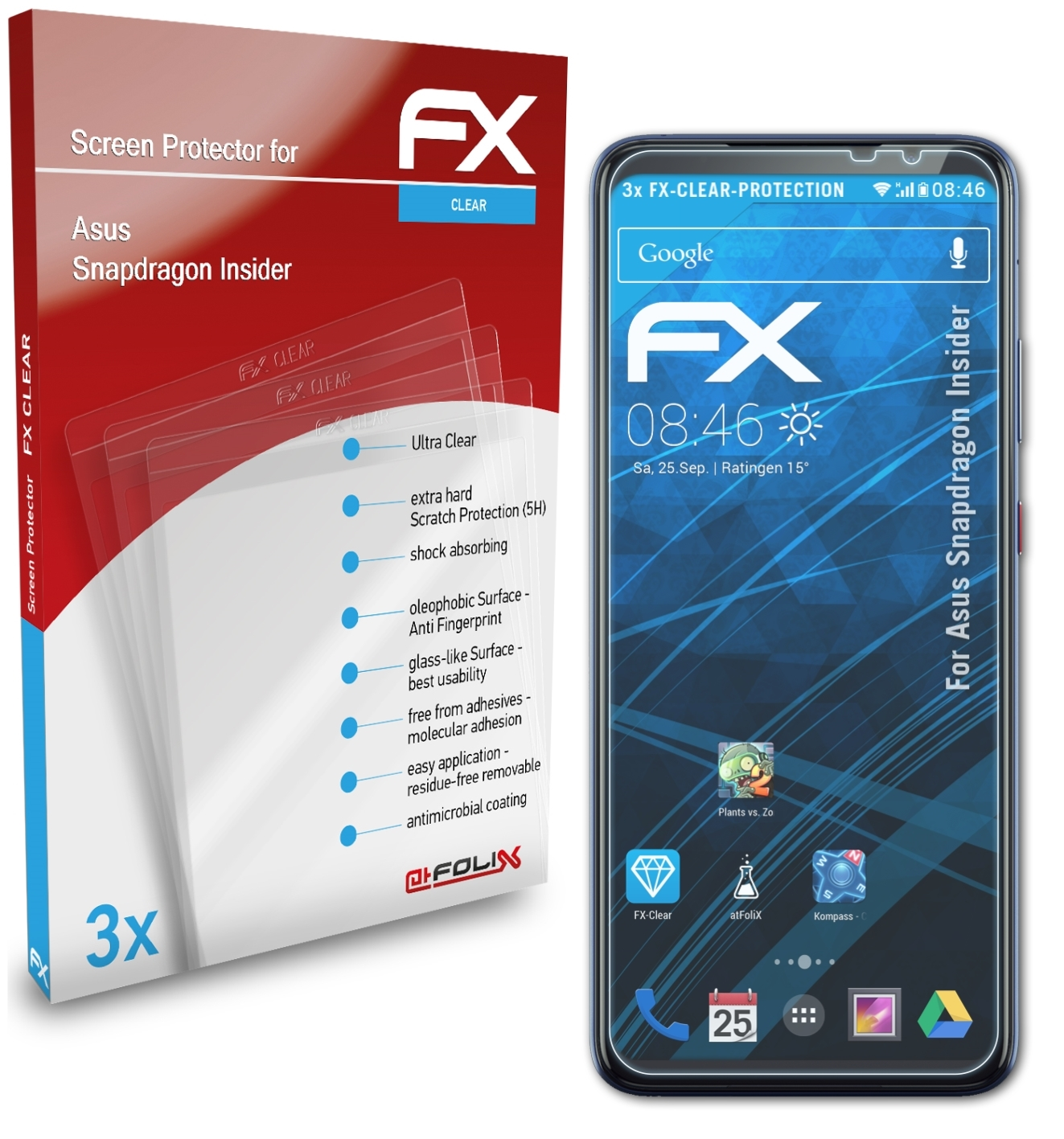 ATFOLIX 3x Asus Snapdragon Insider) Displayschutz(für FX-Clear