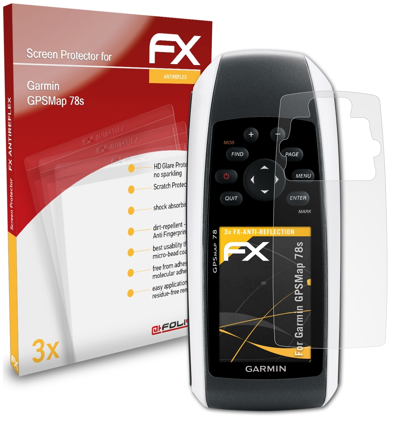 ATFOLIX 3x FX-Antireflex Displayschutz(für Garmin 78s) GPSMap