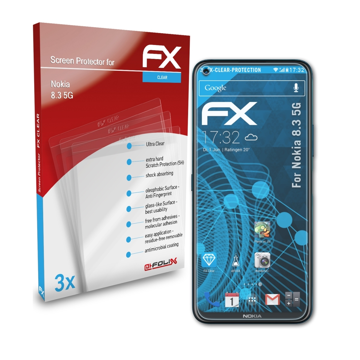 5G) 3x Nokia Displayschutz(für 8.3 FX-Clear ATFOLIX