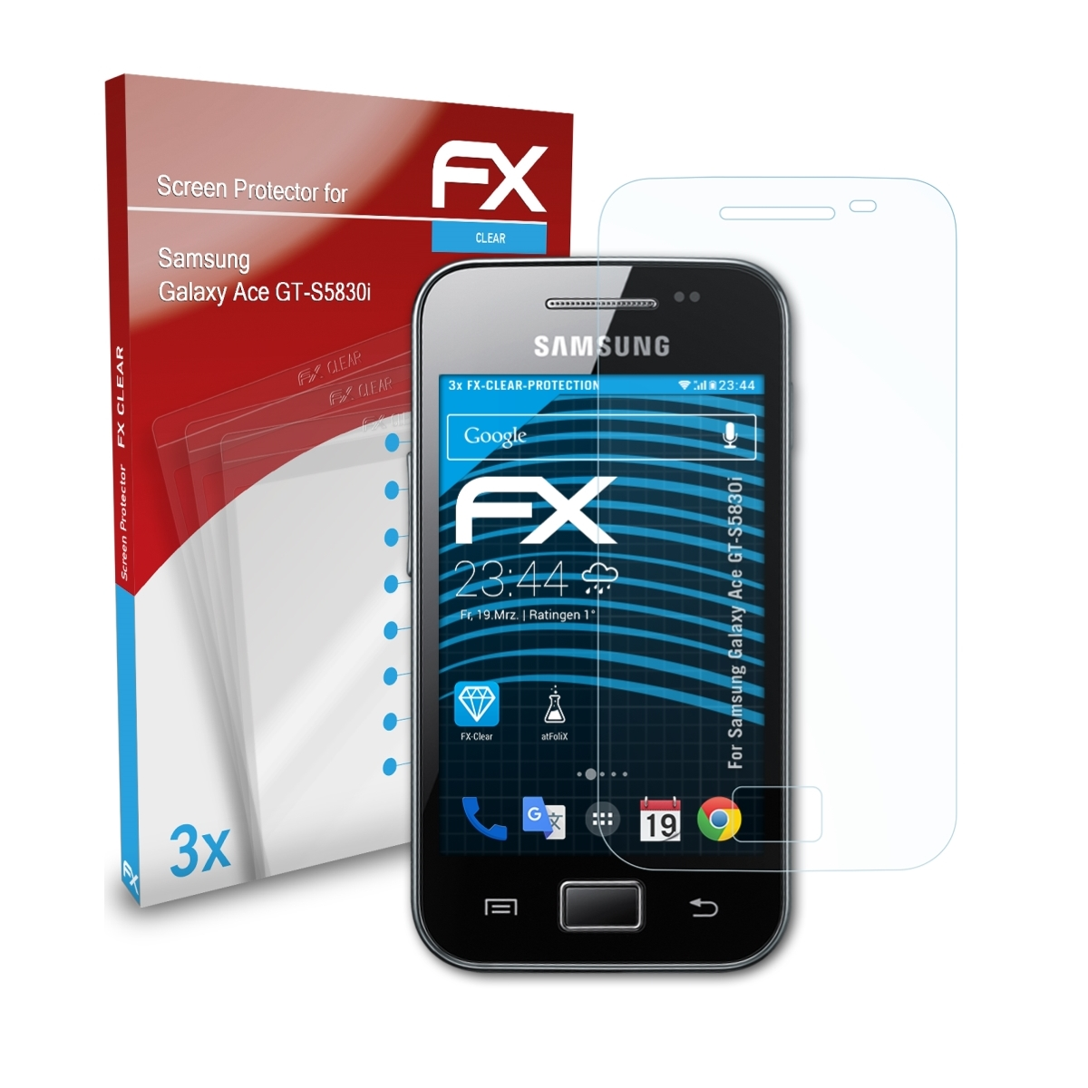 ATFOLIX 3x FX-Clear Displayschutz(für Galaxy Ace (GT-S5830i)) Samsung
