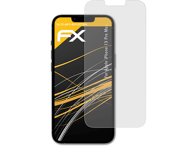 ATFOLIX 3x FX-Antireflex Displayschutz(für Apple iPhone 13 Pro Max)