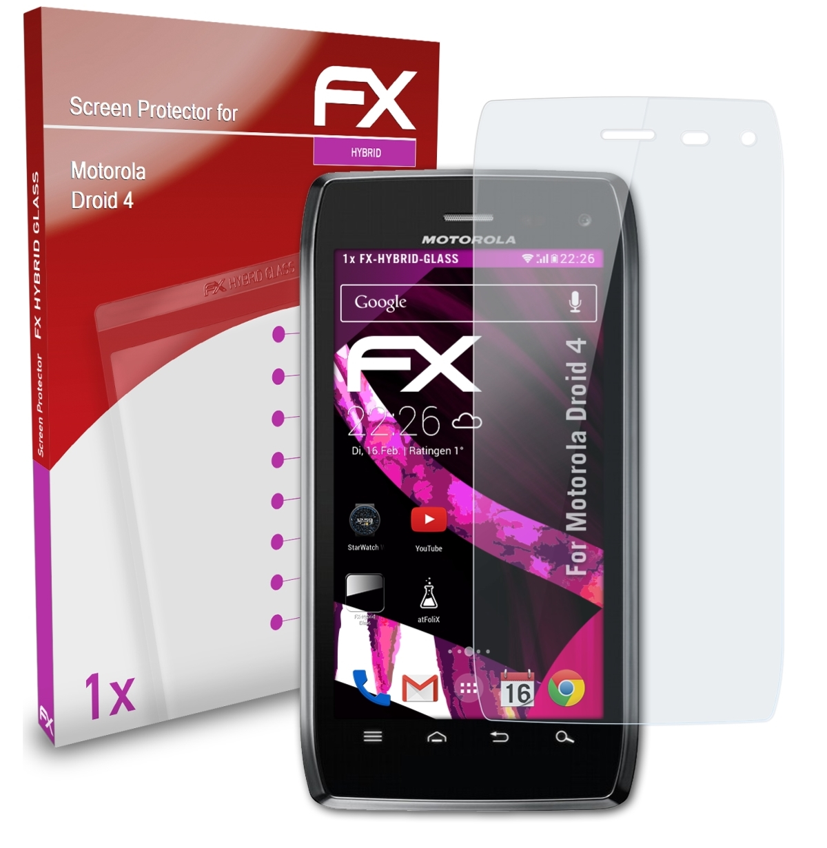 FX-Hybrid-Glass ATFOLIX Droid 4) Schutzglas(für Motorola