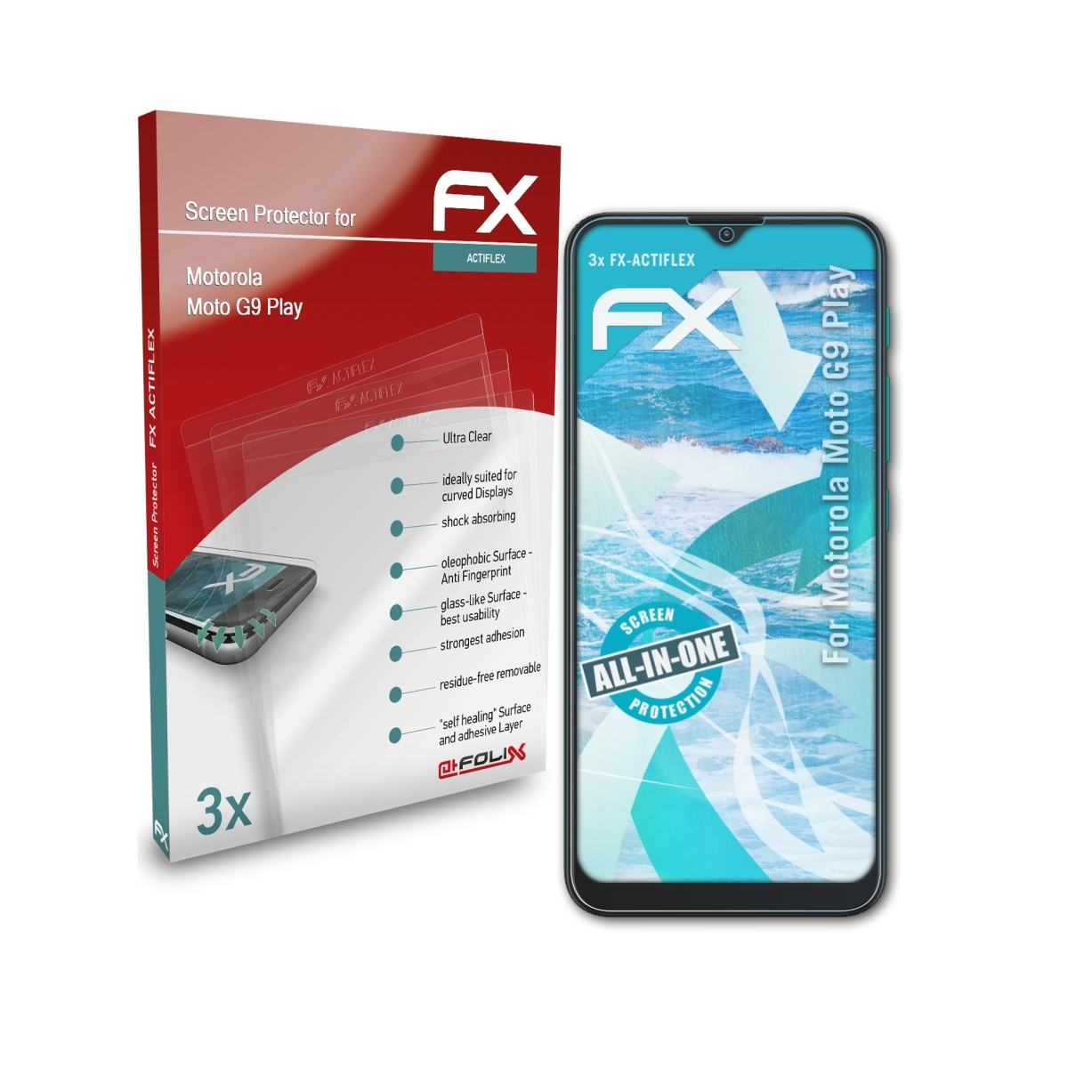 ATFOLIX 3x FX-ActiFleX Displayschutz(für Motorola G9 Play) Moto