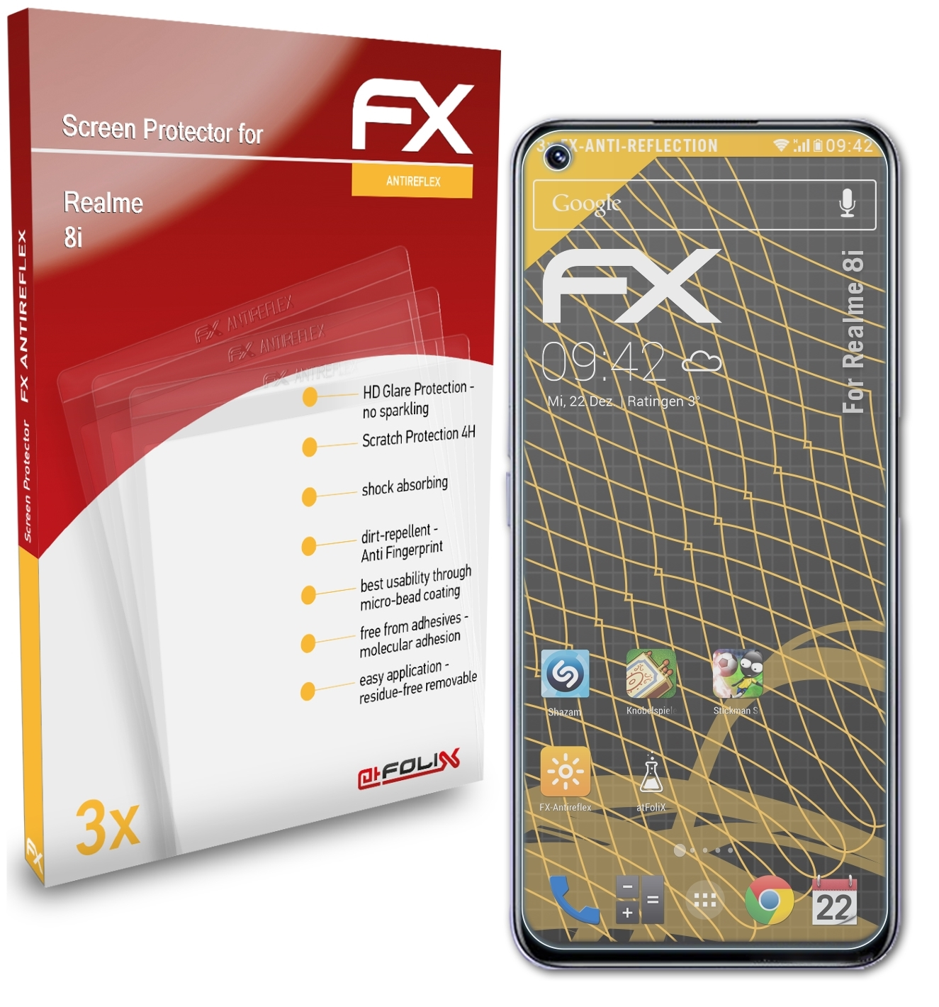 Displayschutz(für Realme 3x 8i) ATFOLIX FX-Antireflex