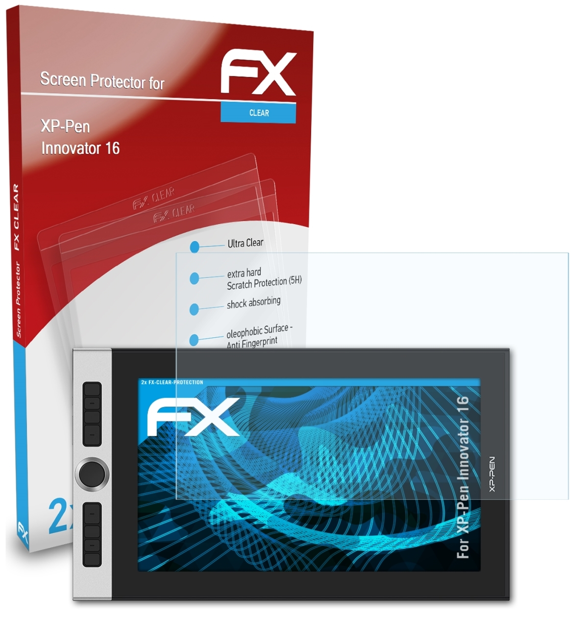 ATFOLIX 2x FX-Clear Innovator Displayschutz(für XP-PEN 16)