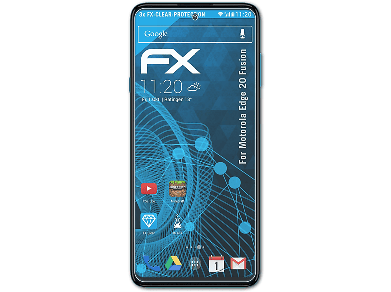 ATFOLIX 3x FX-Clear Displayschutz(für Edge Motorola 20 Fusion)