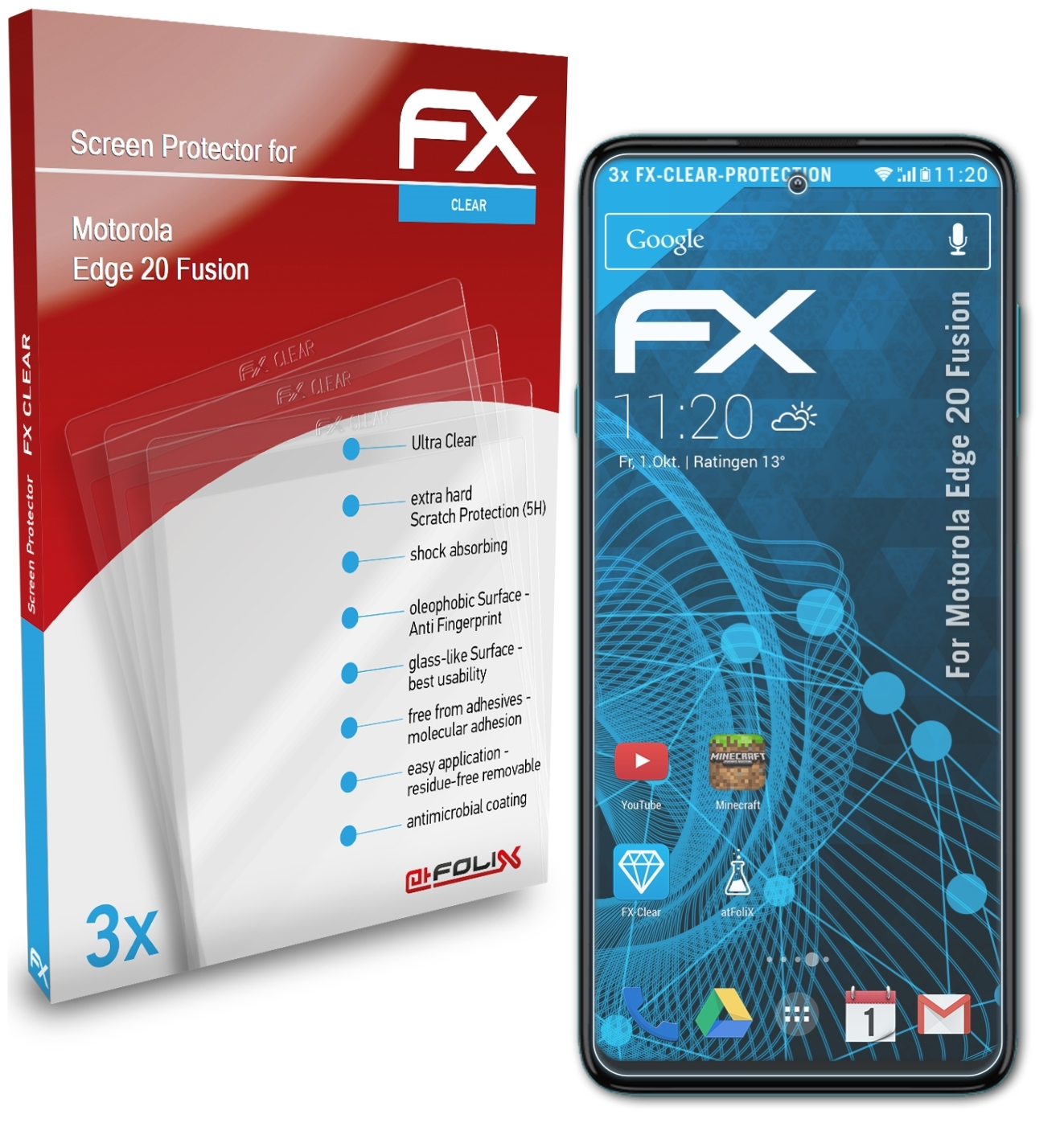 Motorola ATFOLIX 3x Fusion) FX-Clear Edge 20 Displayschutz(für