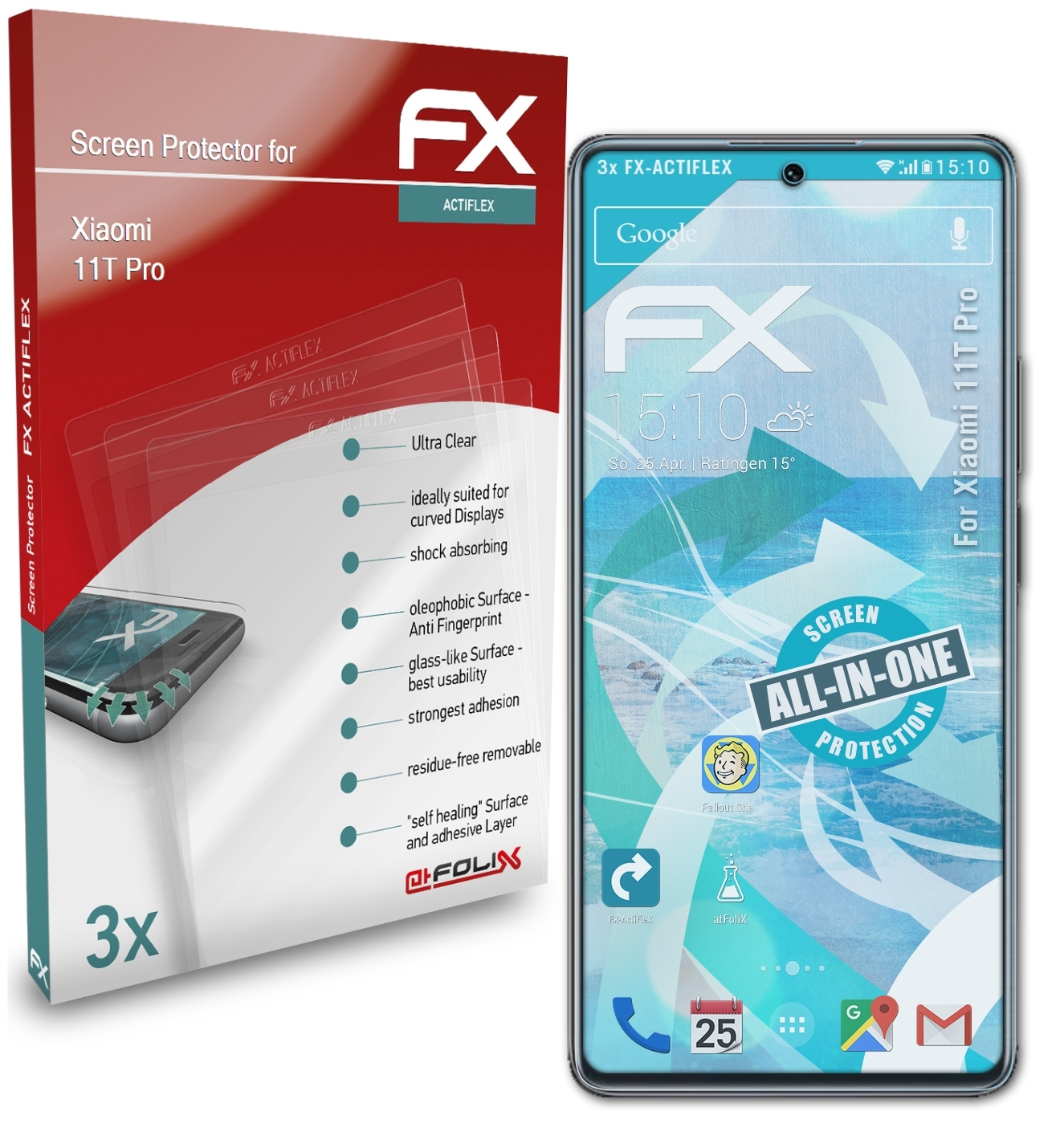 3x Xiaomi Pro) FX-ActiFleX ATFOLIX 11T Displayschutz(für