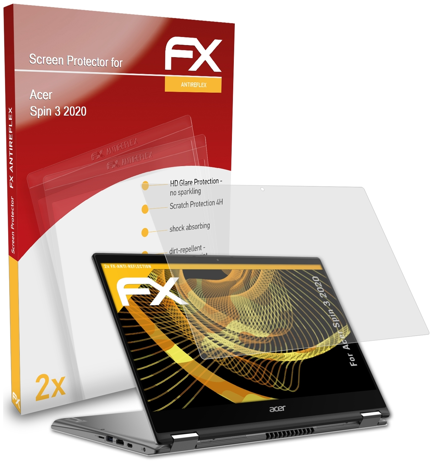 Acer 2x Displayschutz(für (2020)) ATFOLIX 3 FX-Antireflex Spin