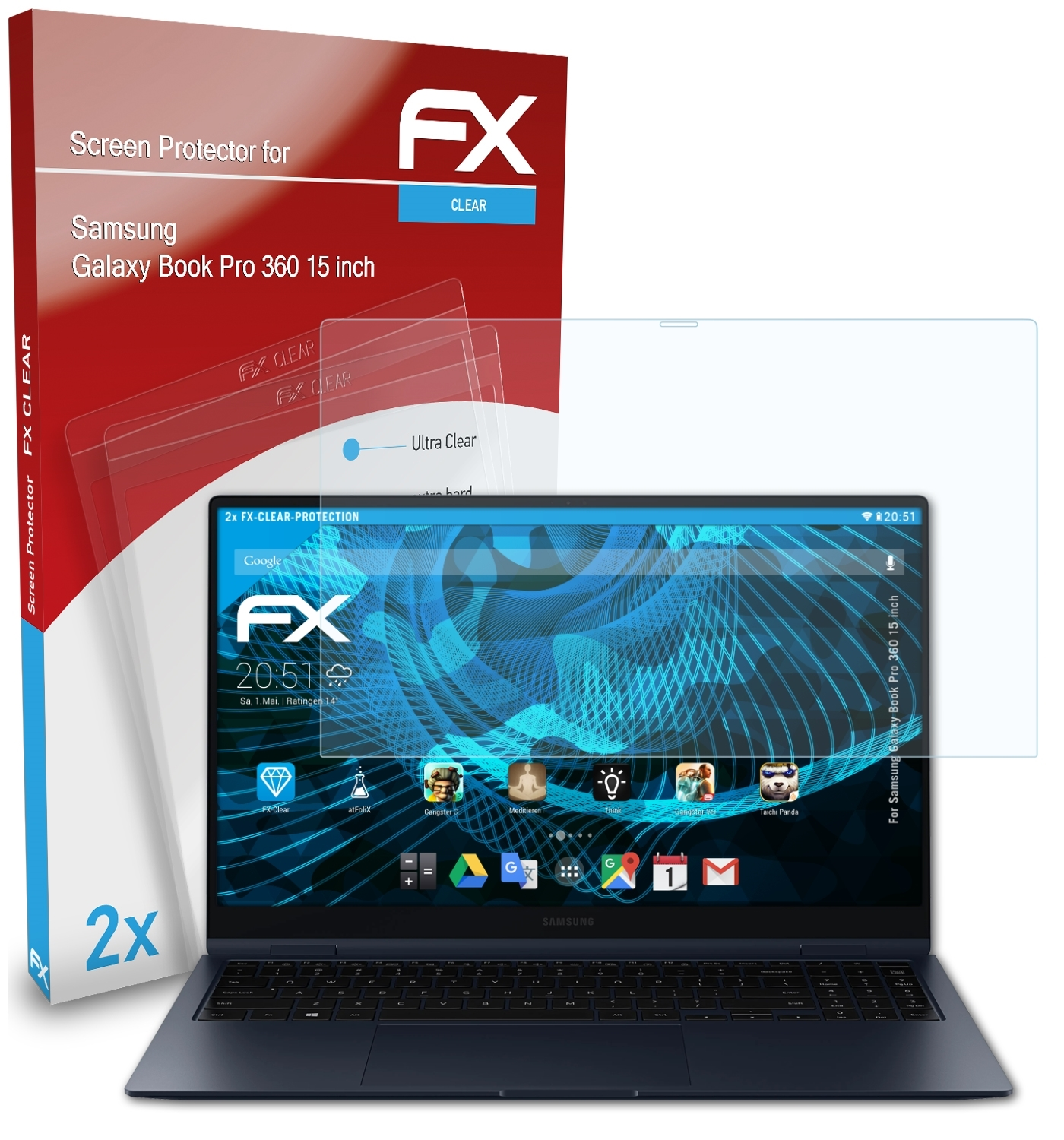 ATFOLIX 2x FX-Clear Displayschutz(für inch)) (15 Samsung Galaxy Book Pro 360