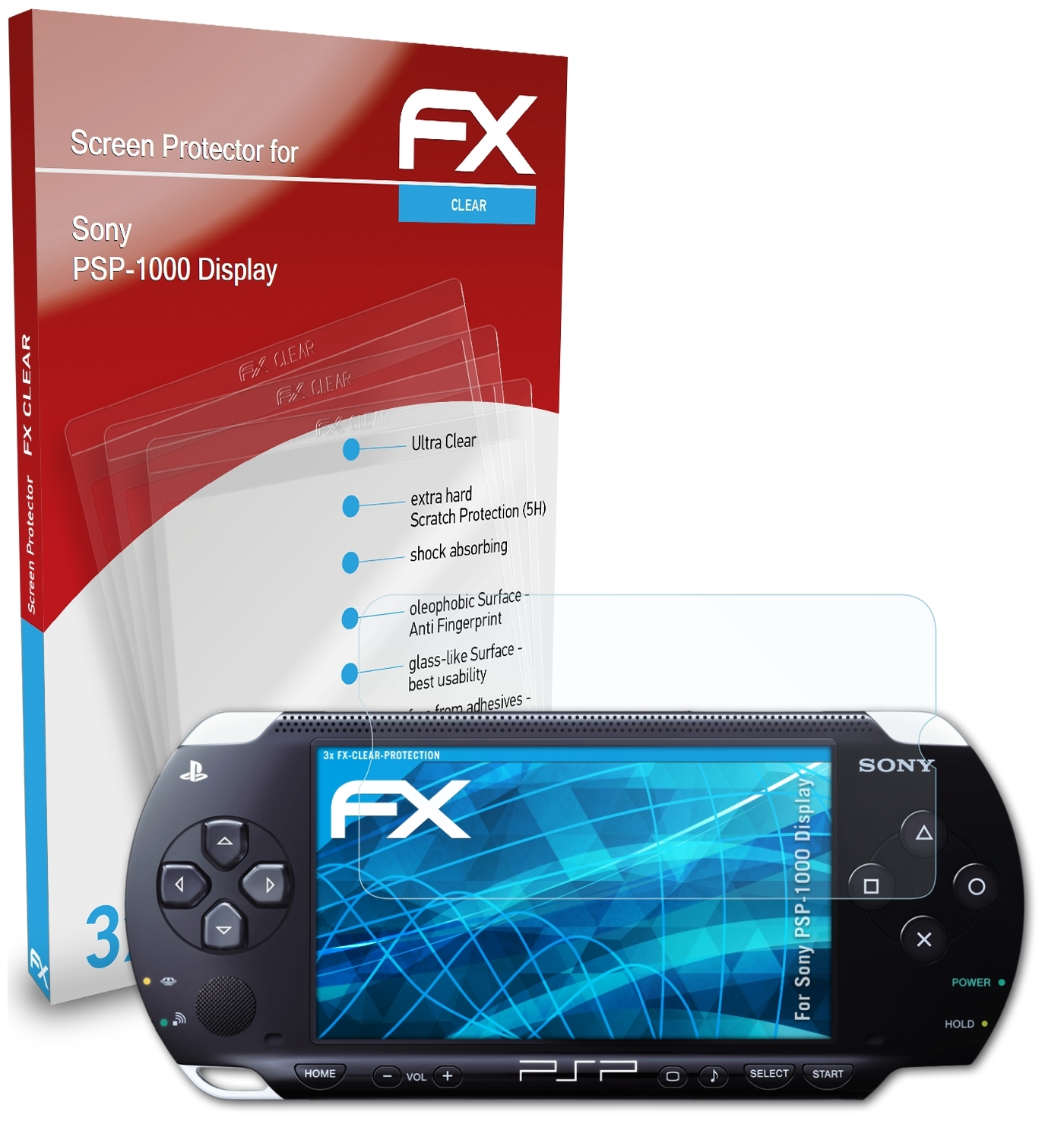 PSP-1000 3x Display) FX-Clear ATFOLIX Displayschutz(für Sony