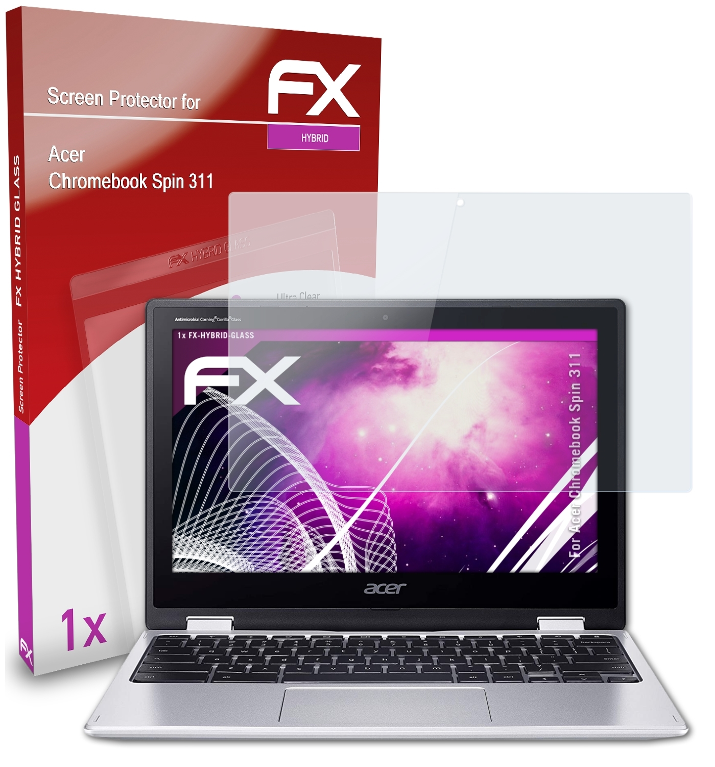 ATFOLIX FX-Hybrid-Glass Schutzglas(für Acer 311) Chromebook Spin