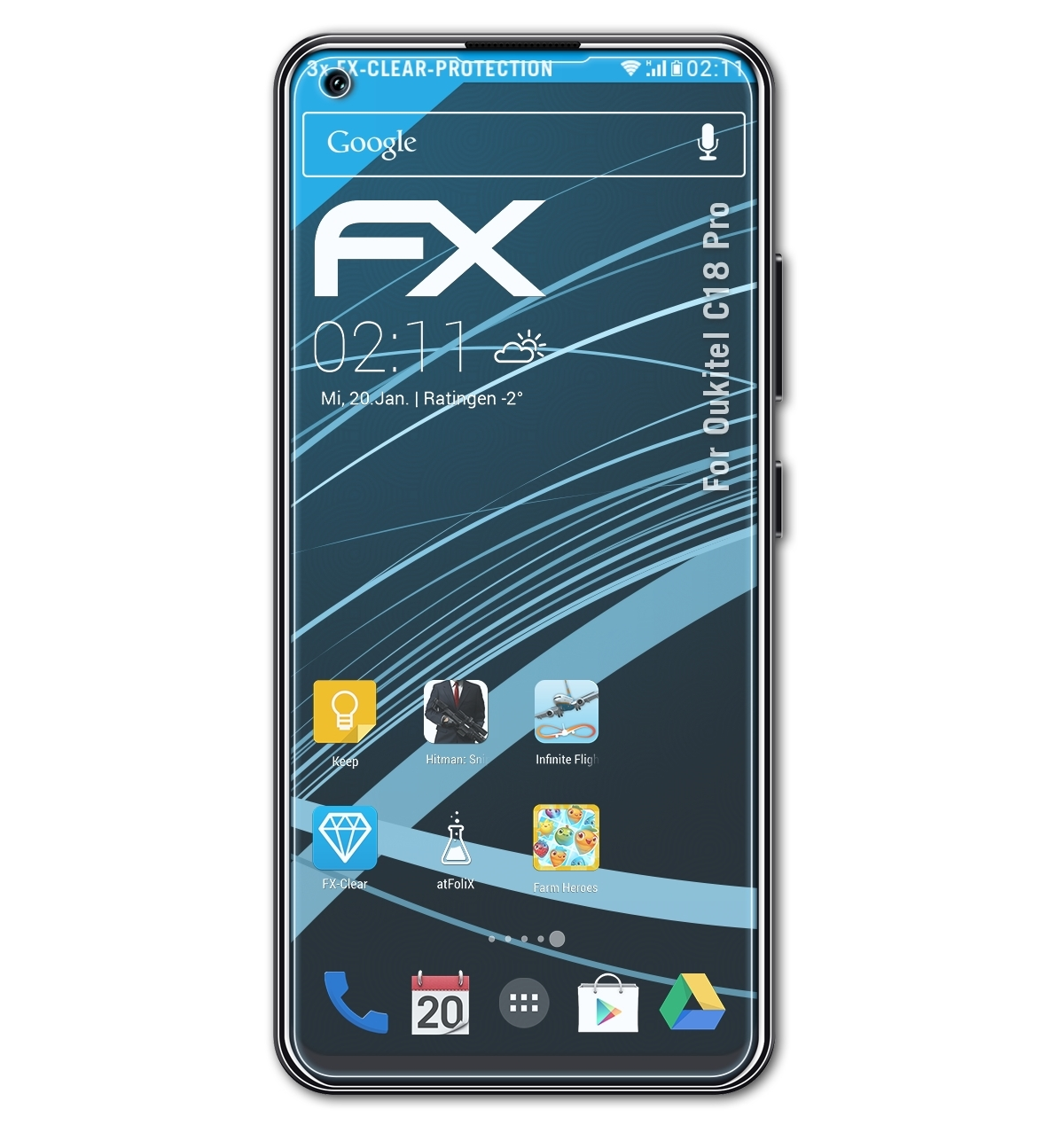 ATFOLIX 3x FX-Clear Displayschutz(für Pro) C18 Oukitel