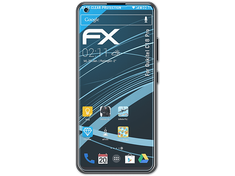 ATFOLIX 3x FX-Clear Displayschutz(für Oukitel C18 Pro)