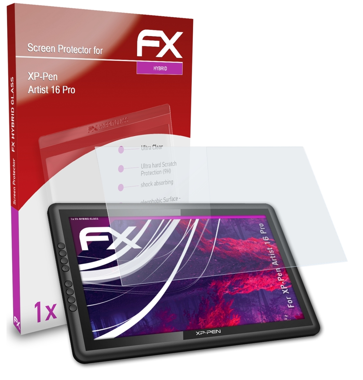 ATFOLIX FX-Hybrid-Glass XP-PEN Schutzglas(für Pro) 16 Artist