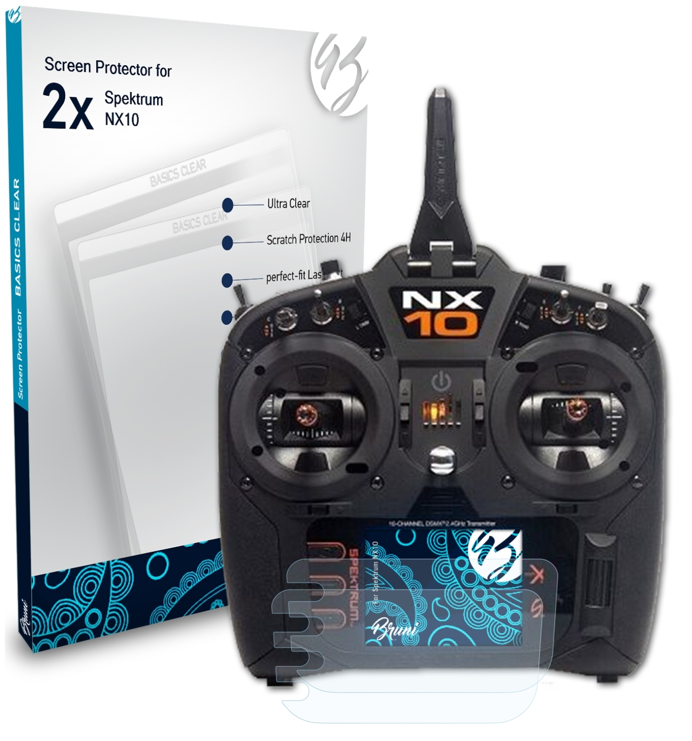 NX10) Basics-Clear 2x Spektrum BRUNI Schutzfolie(für