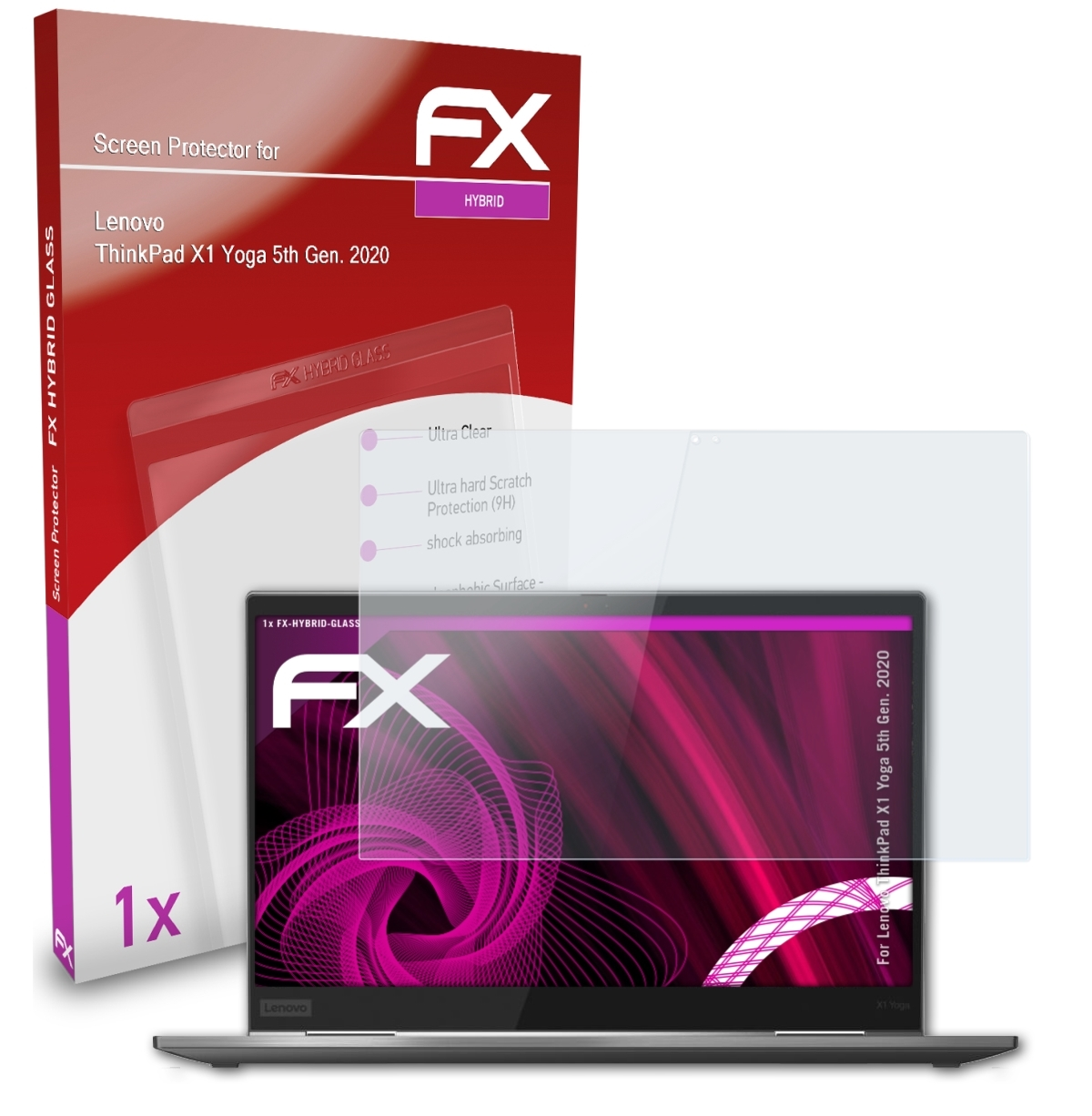 ATFOLIX X1 ThinkPad (5th Schutzglas(für Yoga Lenovo Gen. 2020)) FX-Hybrid-Glass