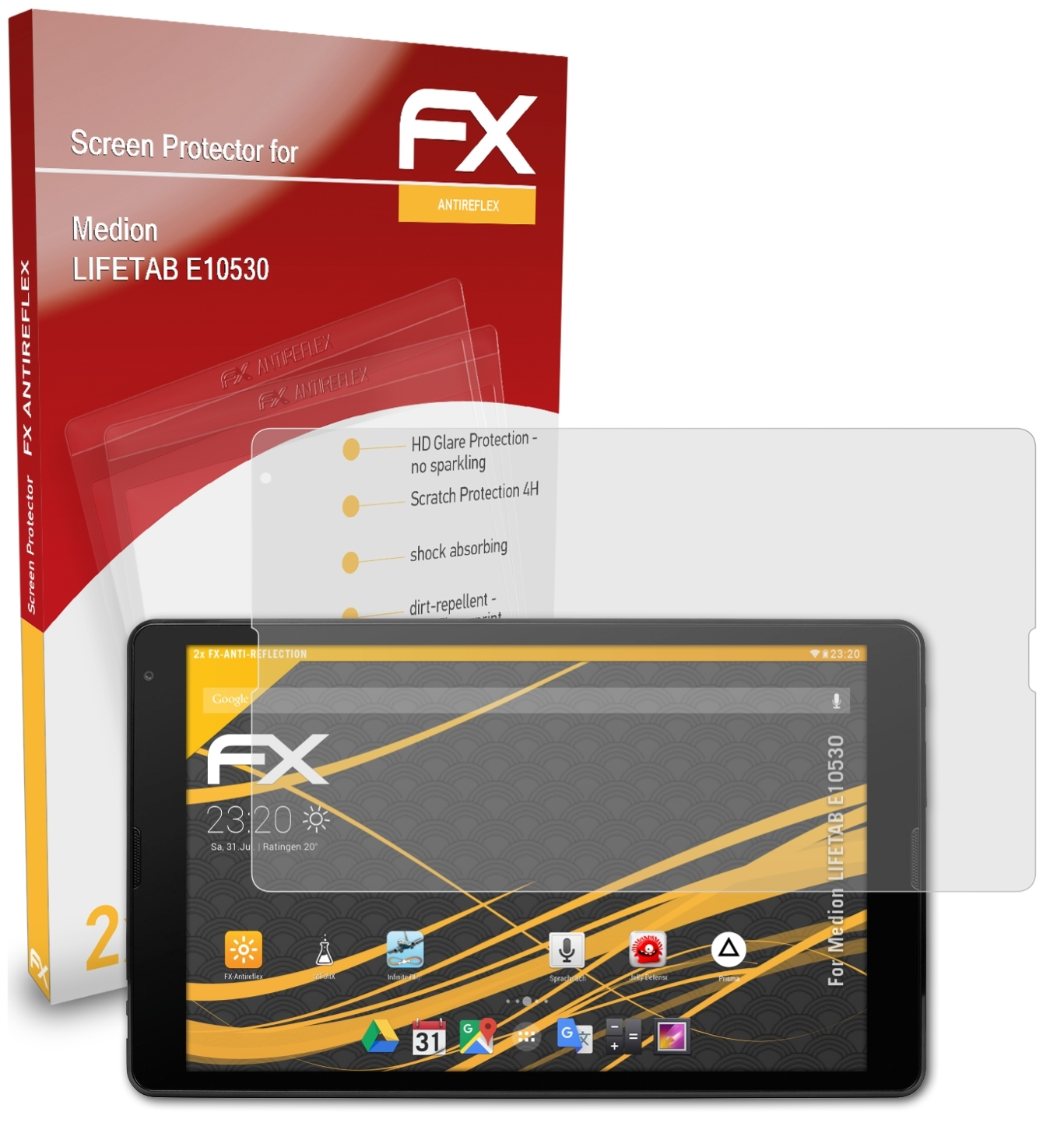 ATFOLIX 2x FX-Antireflex Displayschutz(für LIFETAB Medion E10530)