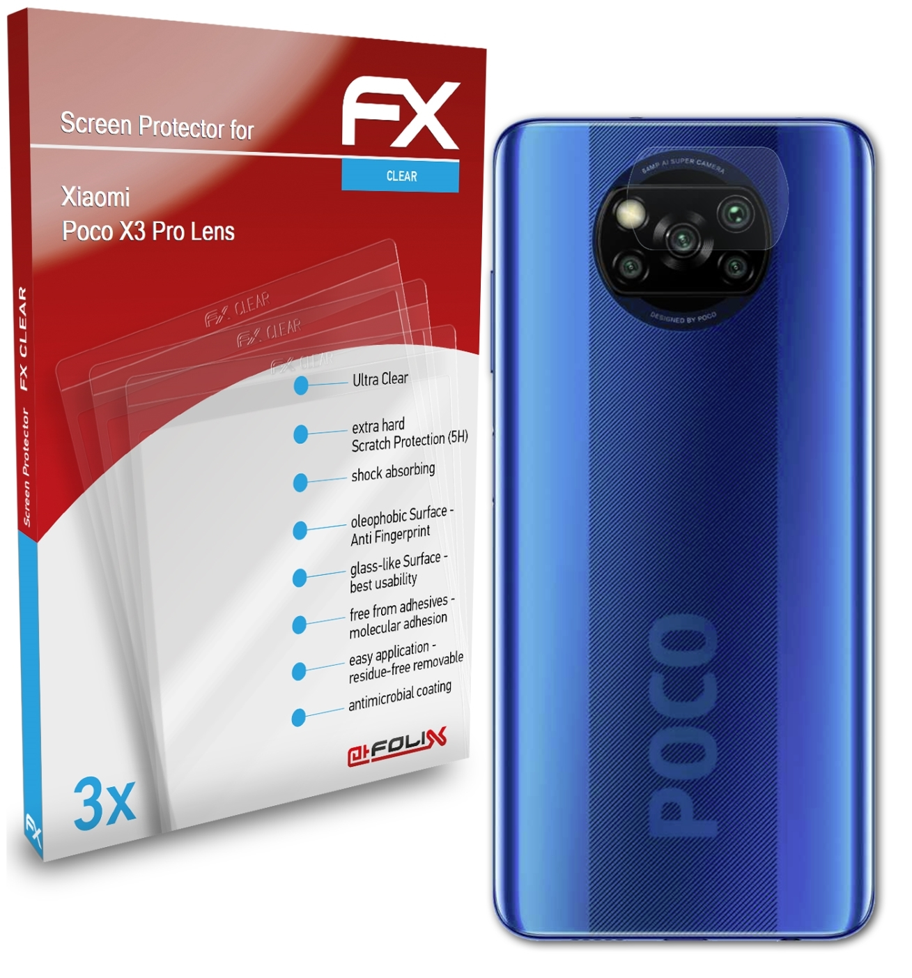 Displayschutz(für Poco Xiaomi Pro ATFOLIX FX-Clear X3 (Lens)) 3x