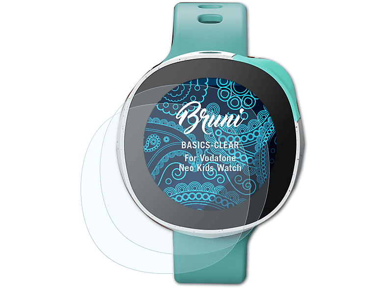BRUNI 2x Basics-Clear Schutzfolie(für Vodafone Kids Neo Watch)