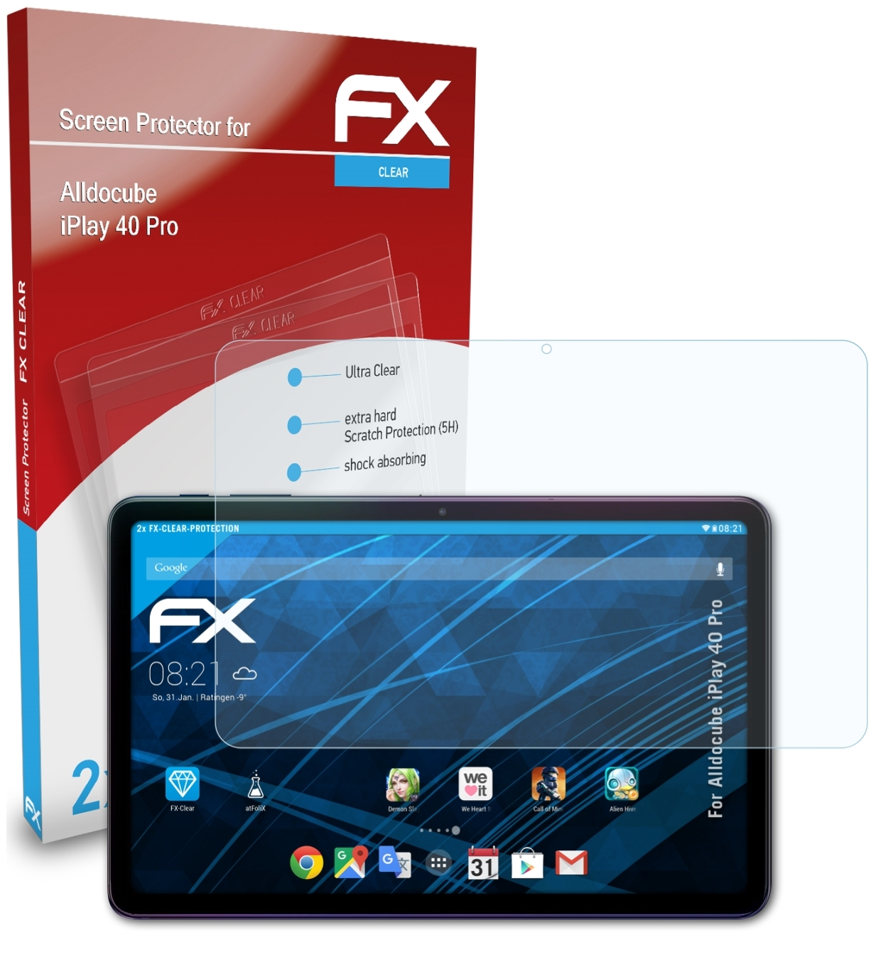 Pro) Displayschutz(für 40 iPlay FX-Clear 2x Alldocube ATFOLIX